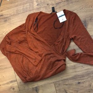 NWT Forever 21 Burnt orange faux wrap dress